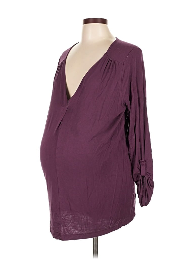 Pre-owned A Pea In The Pod 3/4 Sleeve T-shirt In Burgundy