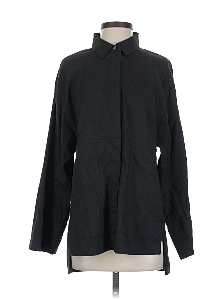 Pre-owned Aday Long Sleeve Button Down Shirt In Black
