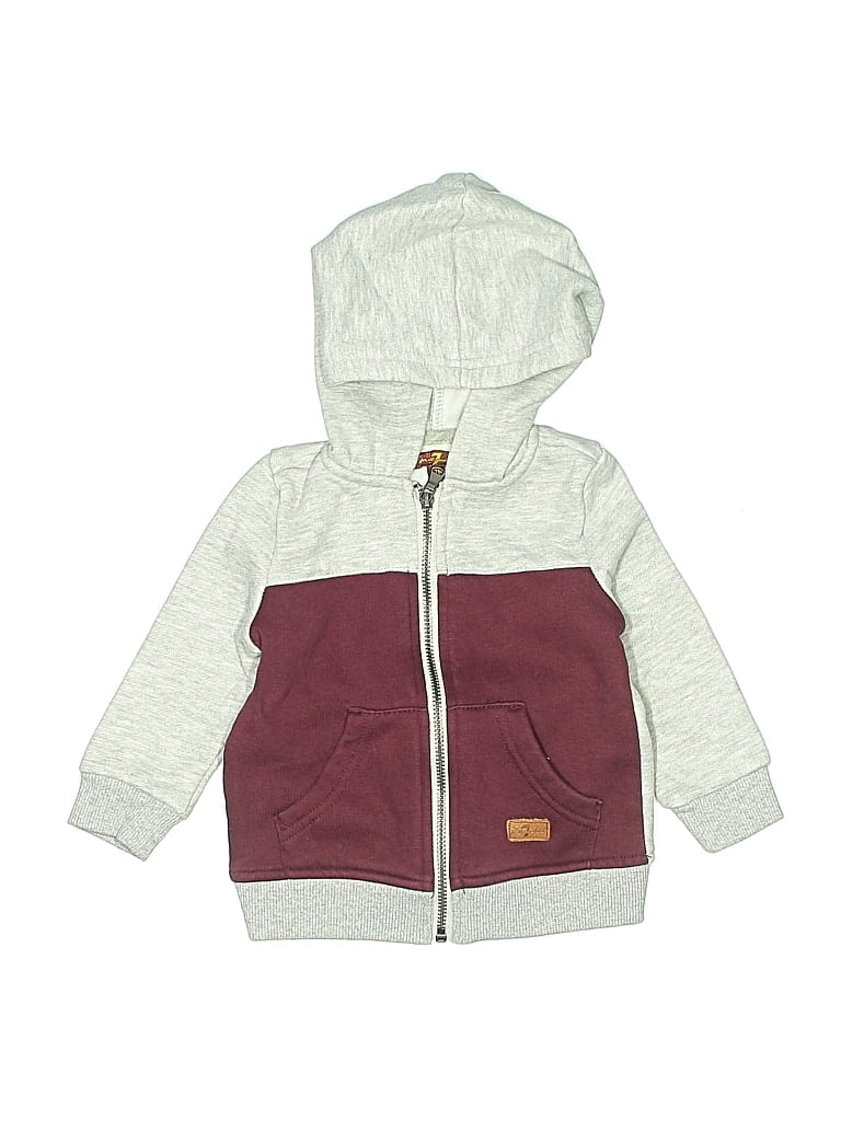 Pre-owned 7 For All Mankind Babies' Zip Up Hoodie In Burgundy