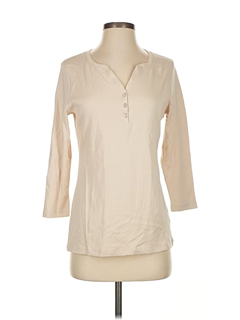 Pre-owned Karen Scott 3/4 Sleeve T-shirt In Brown