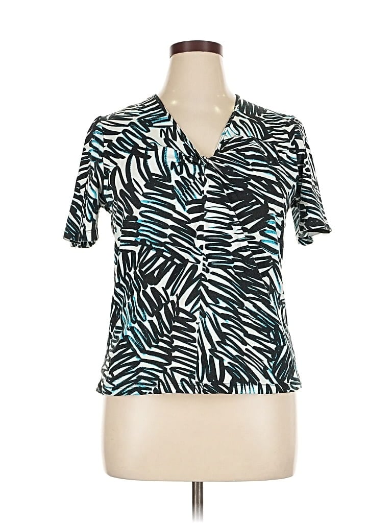 Pre-owned Evan Picone Short Sleeve Blouse In Blue