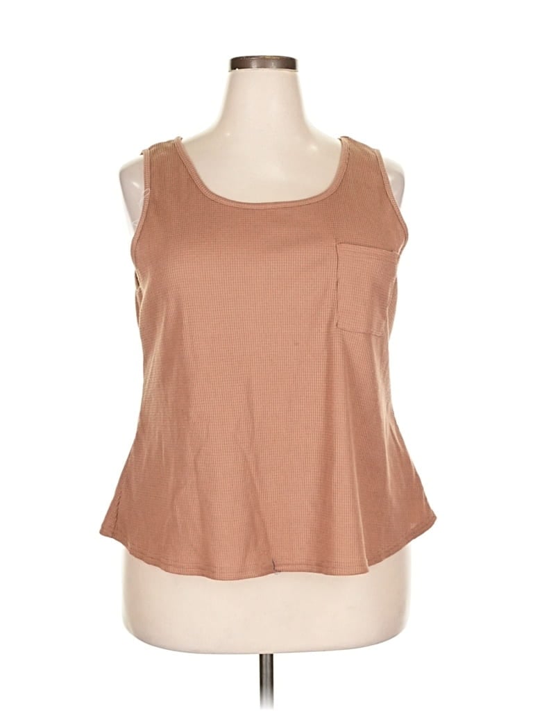 Pre-owned Shein Curve Sleeveless T-shirt In Brown