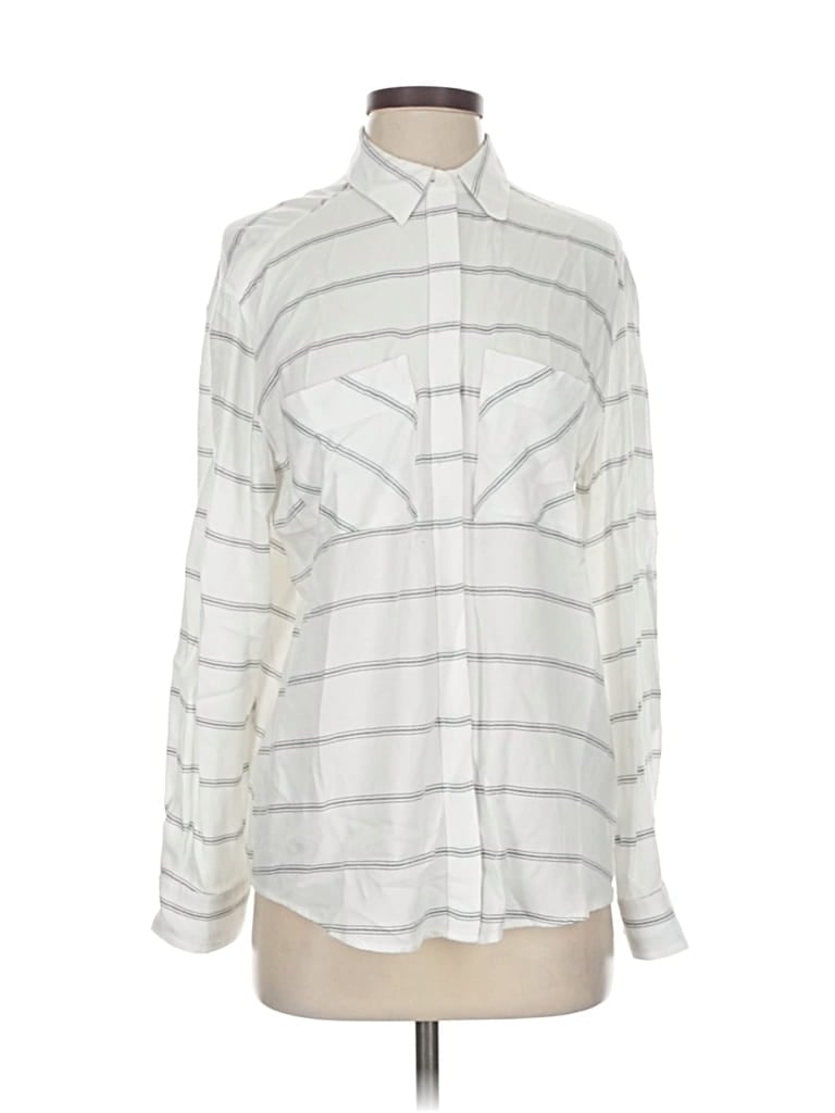 EXPRESS Pre-owned Long Sleeve Button Down Shirt In Silver