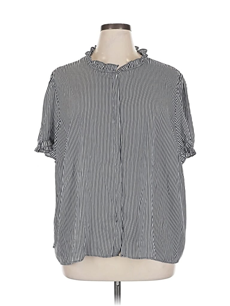 Pre-owned T Tahari Short Sleeve Blouse In Blue