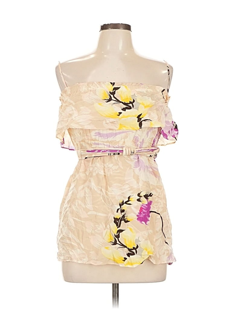 Pre-owned Yumi Kim Sleeveless Silk Top Tan Strapless Neckline Tops In Brown