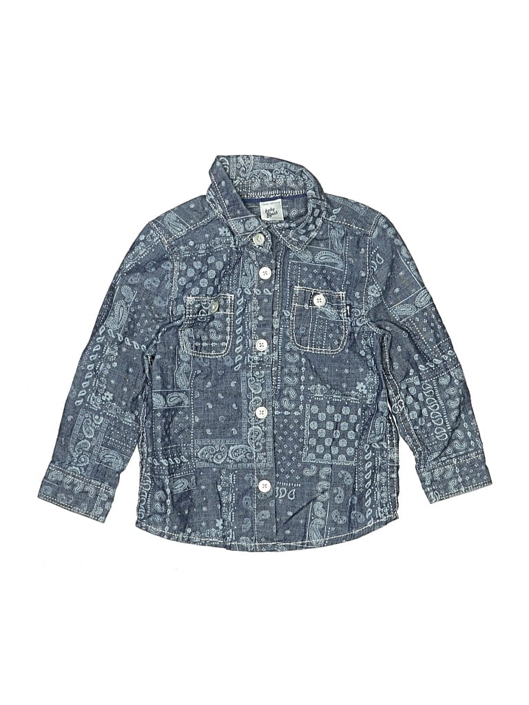 Pre-owned Baby B'gosh Kids' Long Sleeve Button Down Shirt In Blue