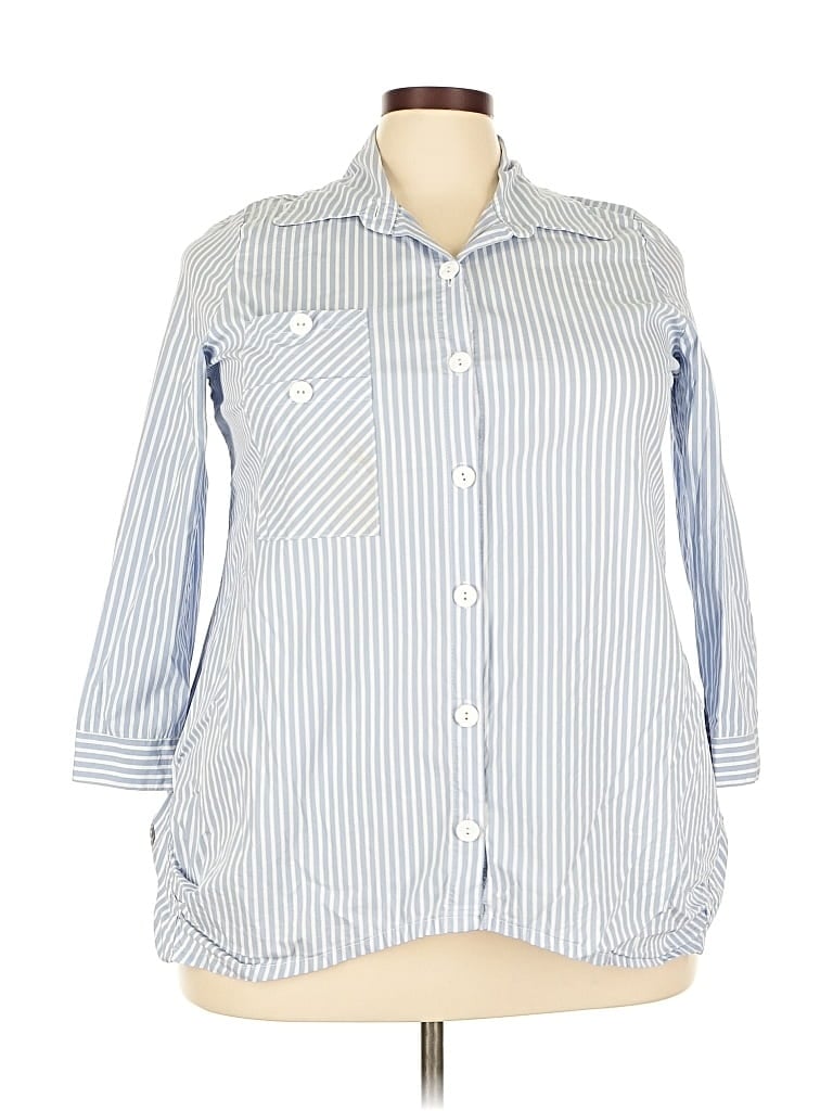 JOSEPH RIBKOFF Pre-owned 3/4 Sleeve Button Down Shirt In Blue