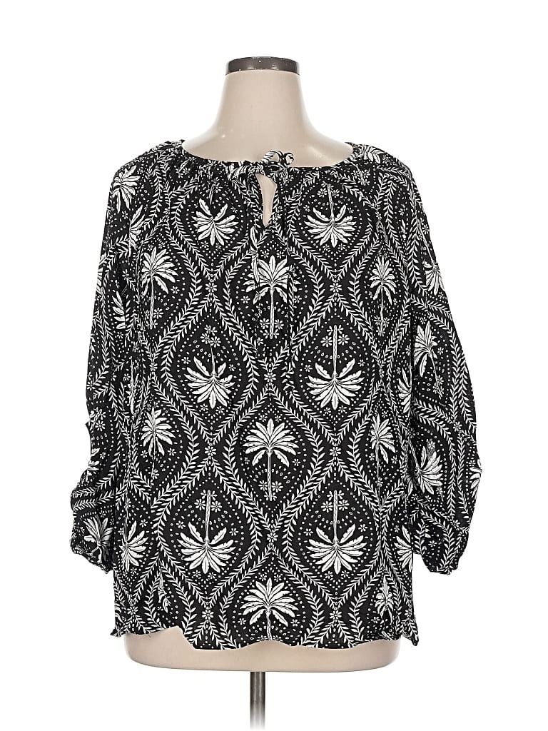 Pre-owned Shein Curve 3/4 Sleeve T-shirt In Black