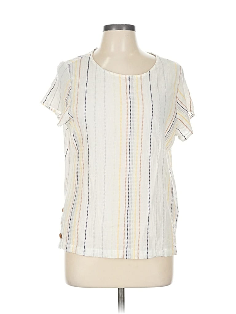 Pre-owned C&c California Short Sleeve Blouse In White