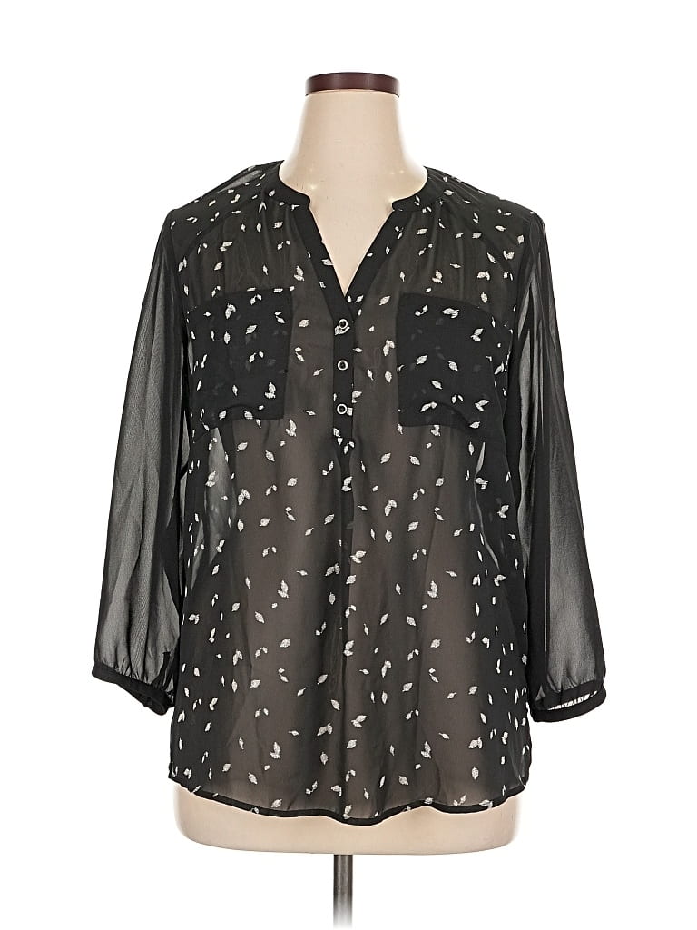 Pre-owned Maurices 3/4 Sleeve Blouse In Black