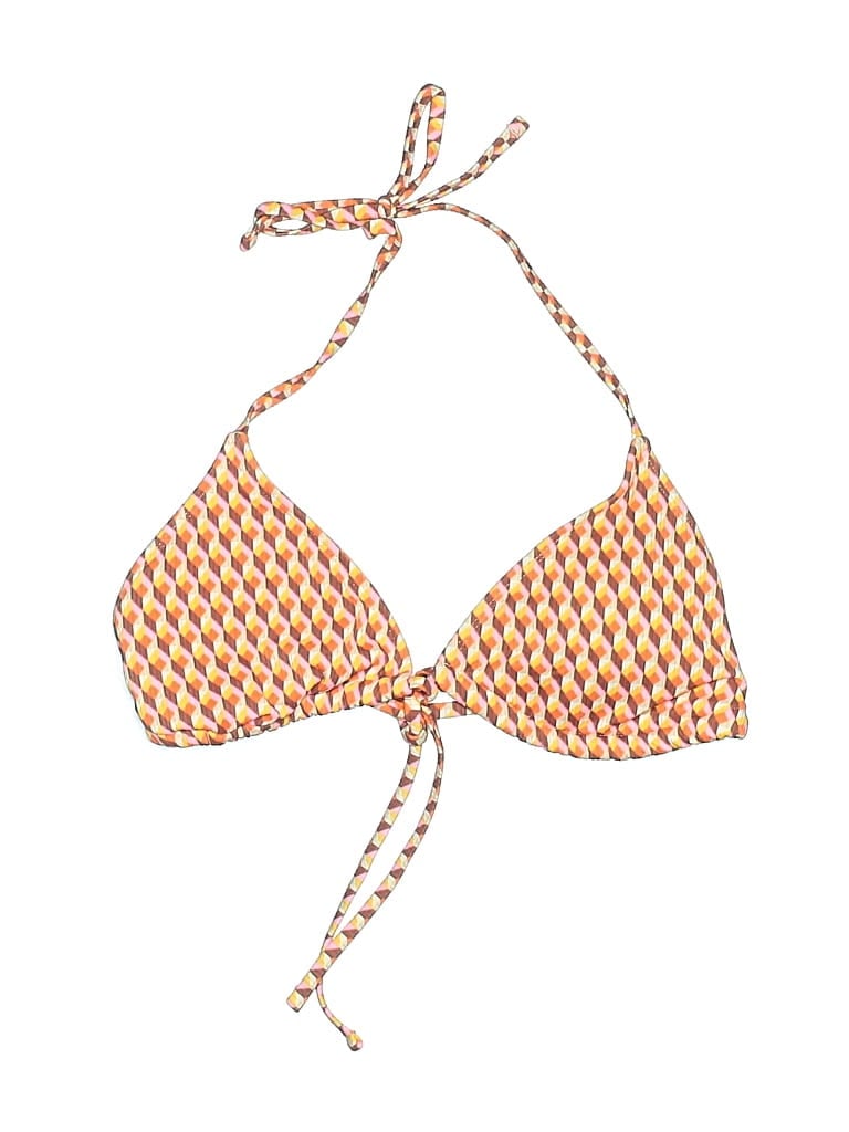 Pre-owned Wild Fable Swimsuit Top Orange Tweed Pattern Swimwear