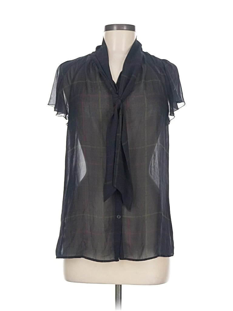 Pre-owned Ann Taylor Loft Short Sleeve Blouse In Black