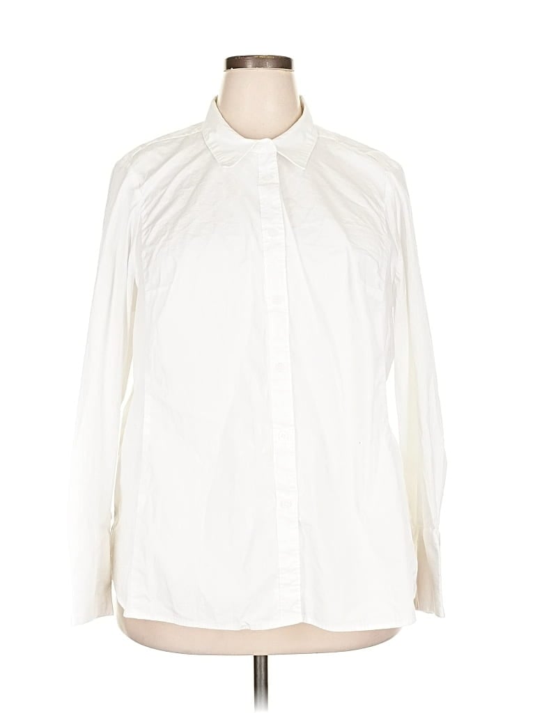 Pre-owned Lane Bryant Long Sleeve Blouse In White