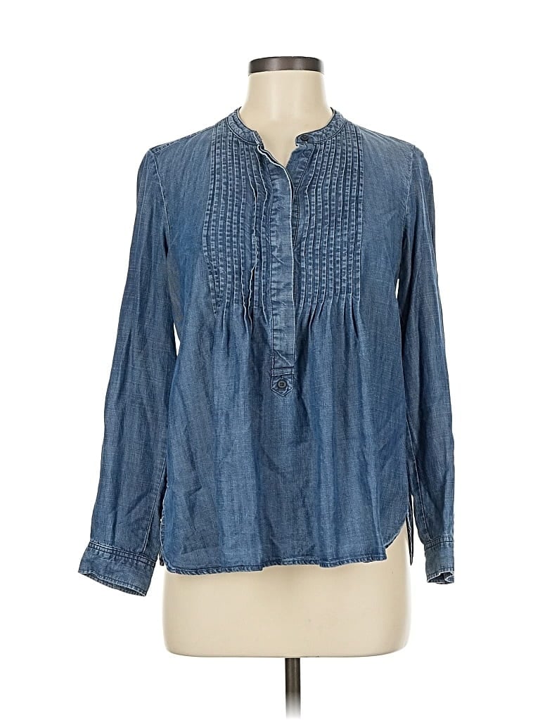 GAP Pre-owned Long Sleeve Blouse In Blue