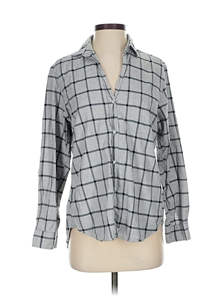 Pre-owned Grayson Long Sleeve Blouse In Gray