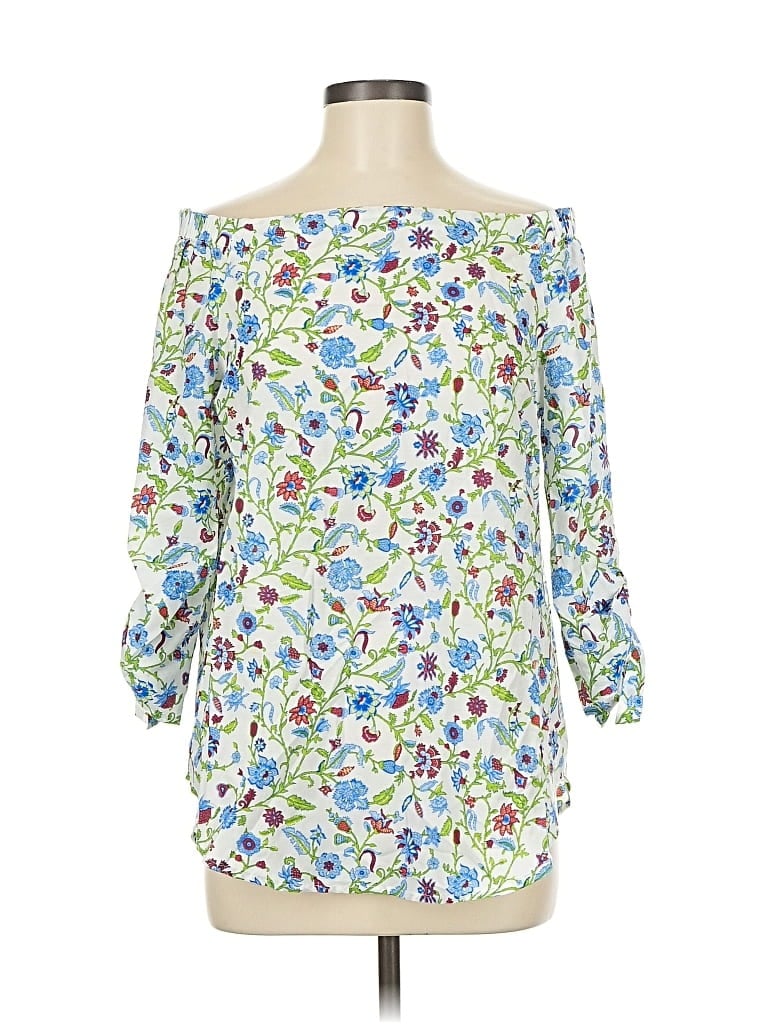 Pre-owned J. Mclaughlin 3/4 Sleeve Blouse In Blue