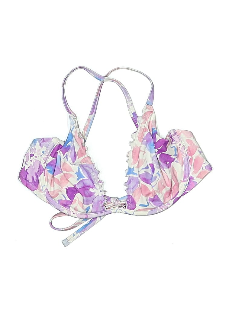 Pre-owned Shade & Shore Swimsuit Top Purple Print Pattern Swimwear