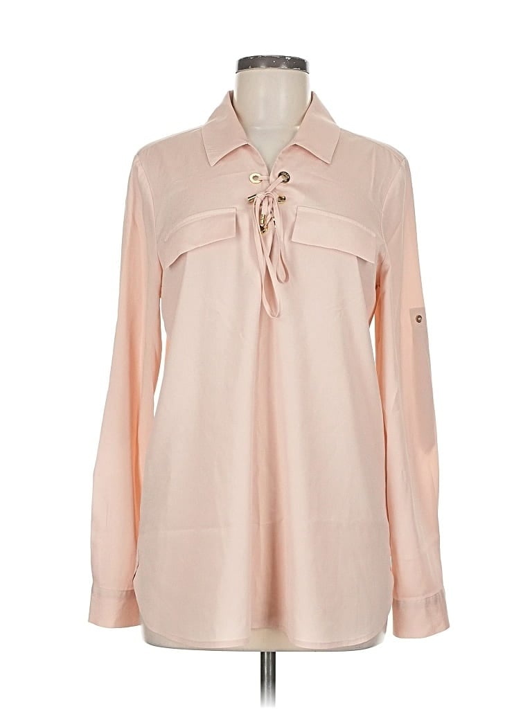 Pre-owned Calvin Klein Long Sleeve Blouse In Pink