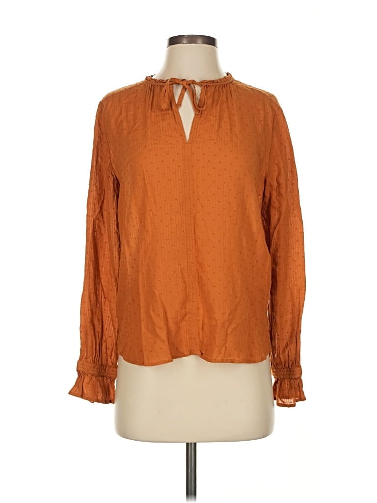 Pre-owned Ann Taylor Loft Long Sleeve Blouse In Orange