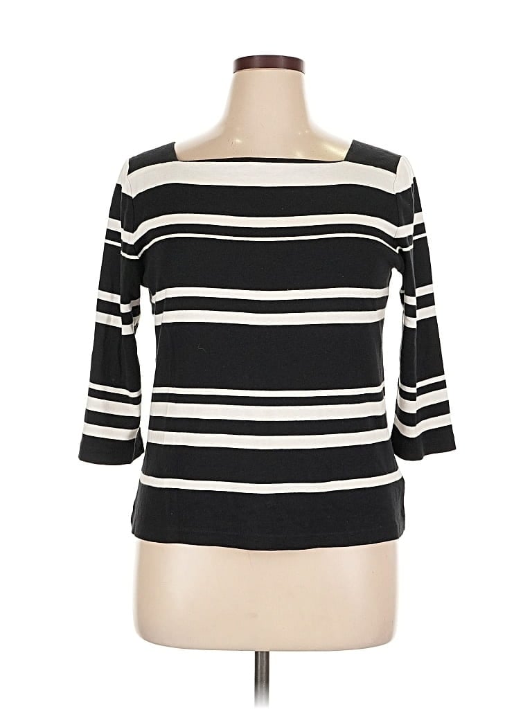 Pre-owned Chaps 3/4 Sleeve T-shirt In Black