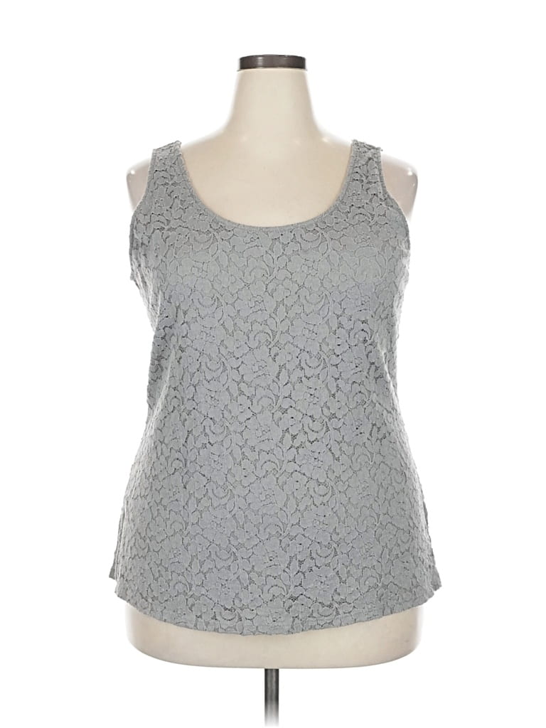 LANE BRYANT Pre-owned Sleeveless Top Gray Scoop Neck Tops