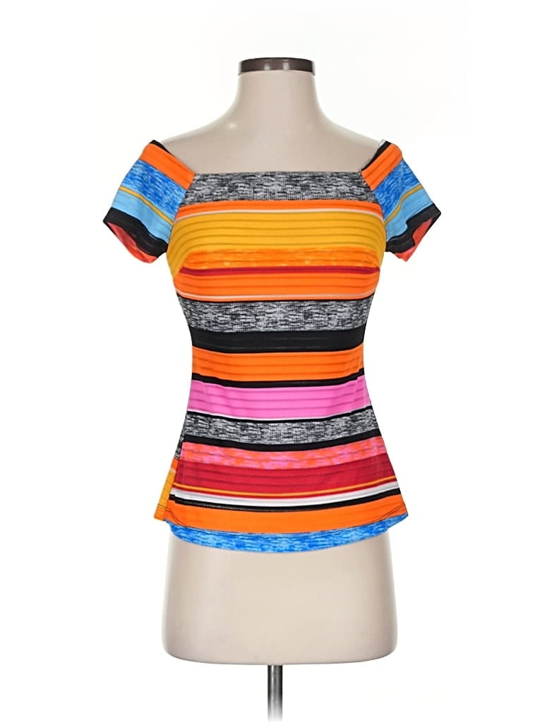 Pre-owned S-twelve Short Sleeve Top Black Sweetheart Neckline Tops