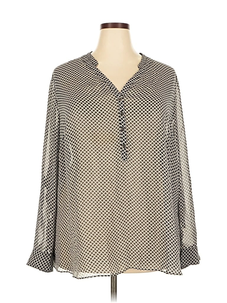Pre-owned A.n.a. A New Approach Long Sleeve Blouse In Gray