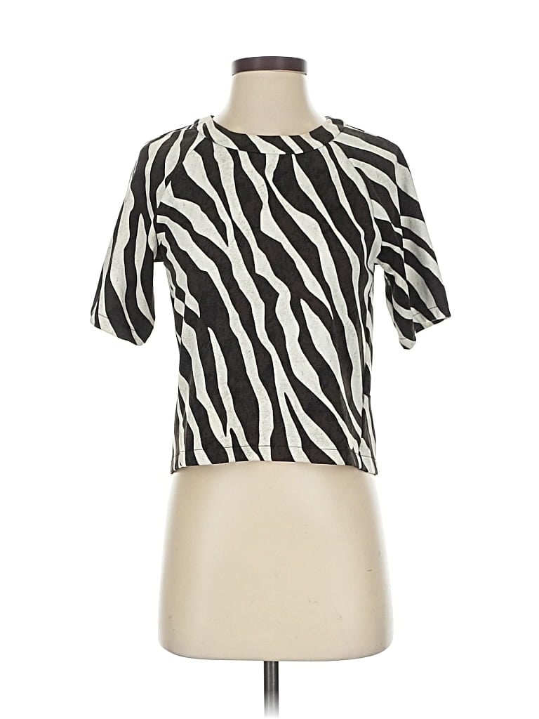 Pre-owned Michael Michael Kors Short Sleeve Top Ivory Keyhole Neckline Tops In White