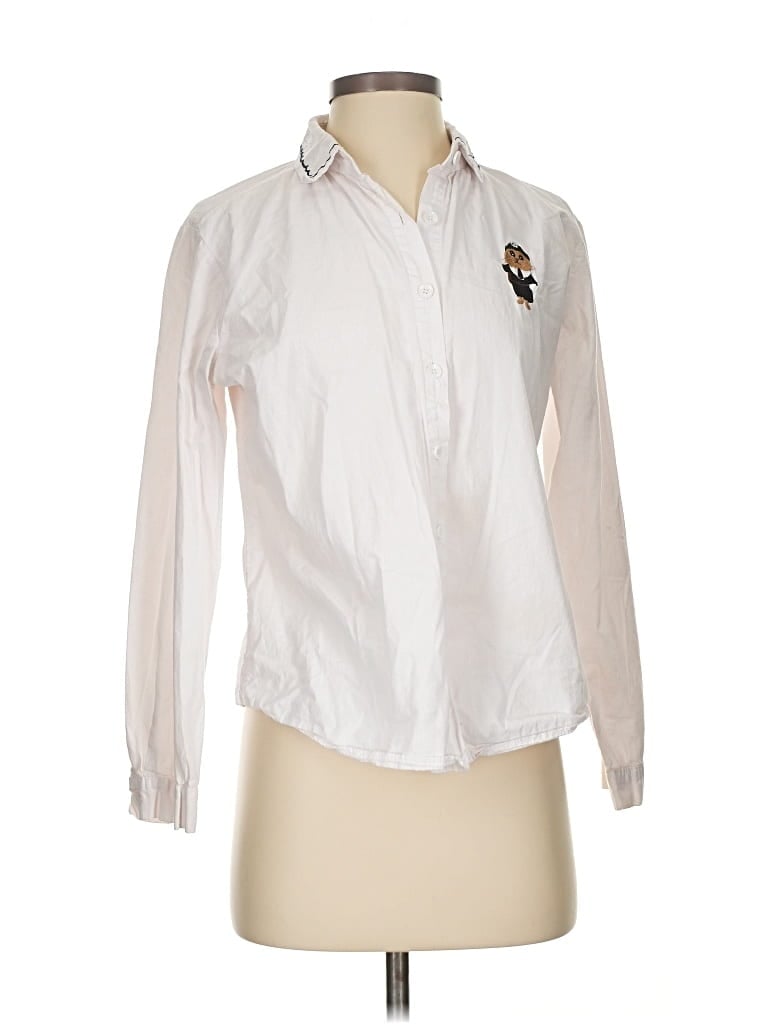 Pre-owned Assorted Brands Long Sleeve Blouse In White