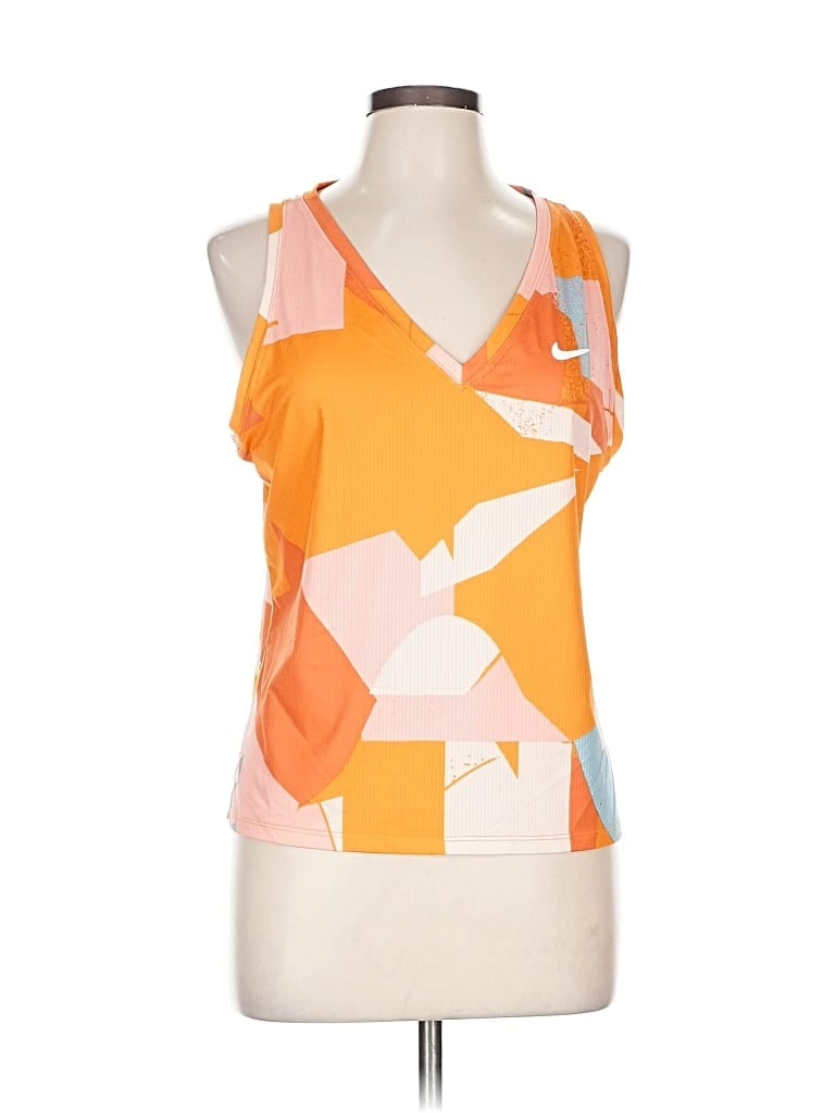 Pre-owned Nike Tank Top Orange V Neck Tops