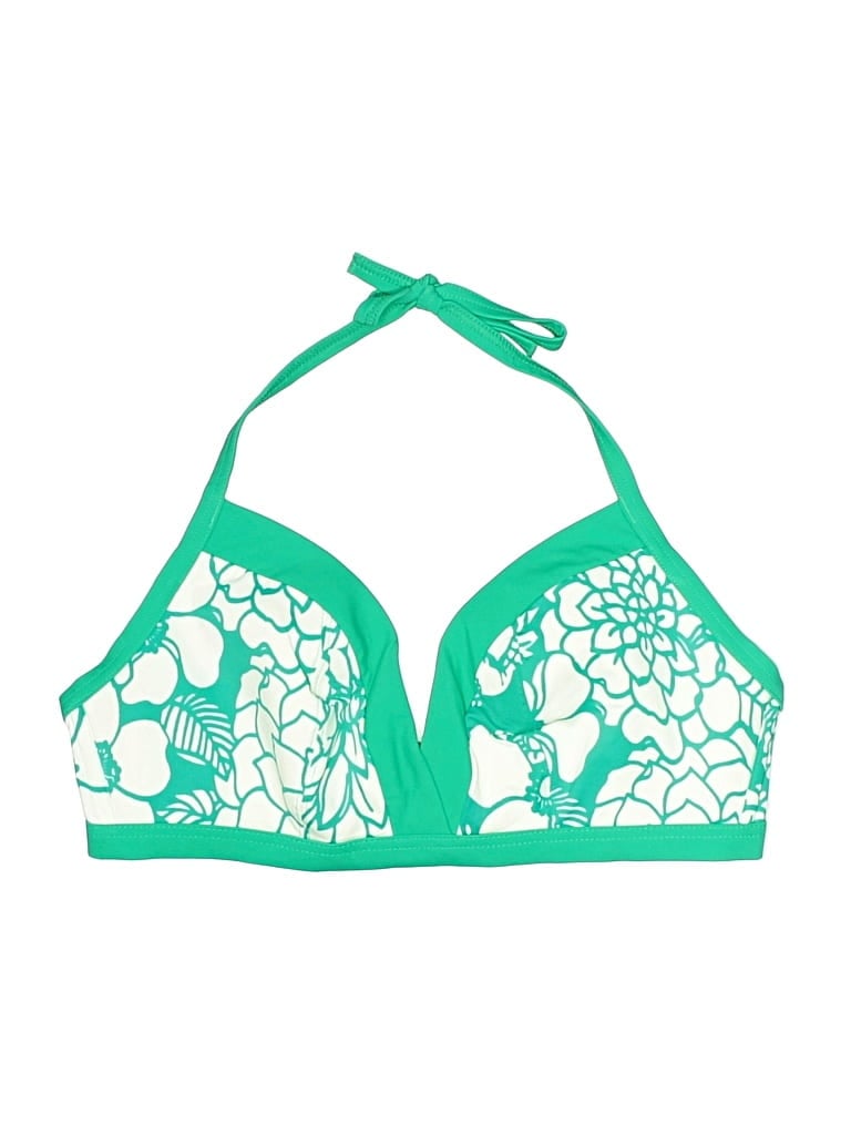 Pre-owned Freya Swimsuit Top Green Tropical Pattern Swimwear