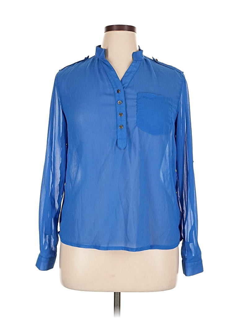 Pre-owned Zanzea Collection Long Sleeve Blouse In Blue