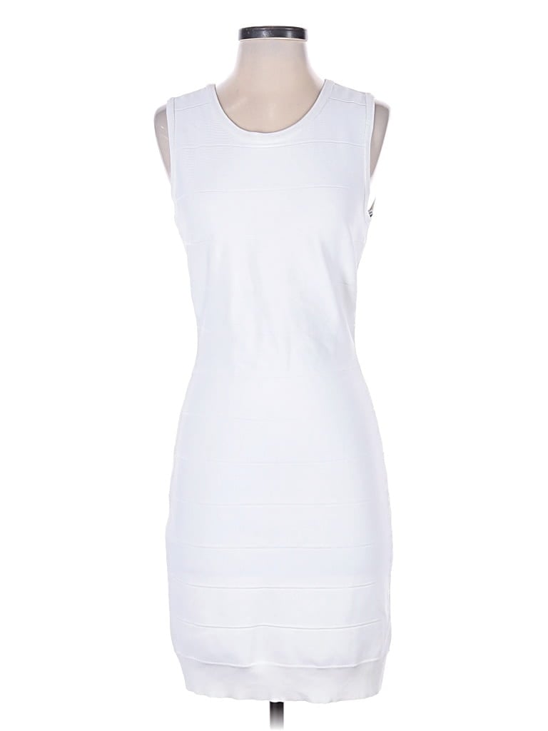 Pre-owned Herve Leger Casual Dress In White