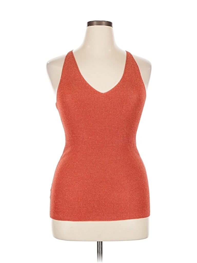 Ann Taylor Tank Top Orange Halter Neckline Tops In Multi