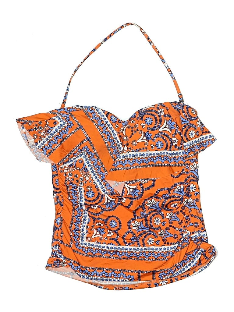 Pre-owned Cremieux Swimsuit Top Orange Paisley Pattern Swimwear