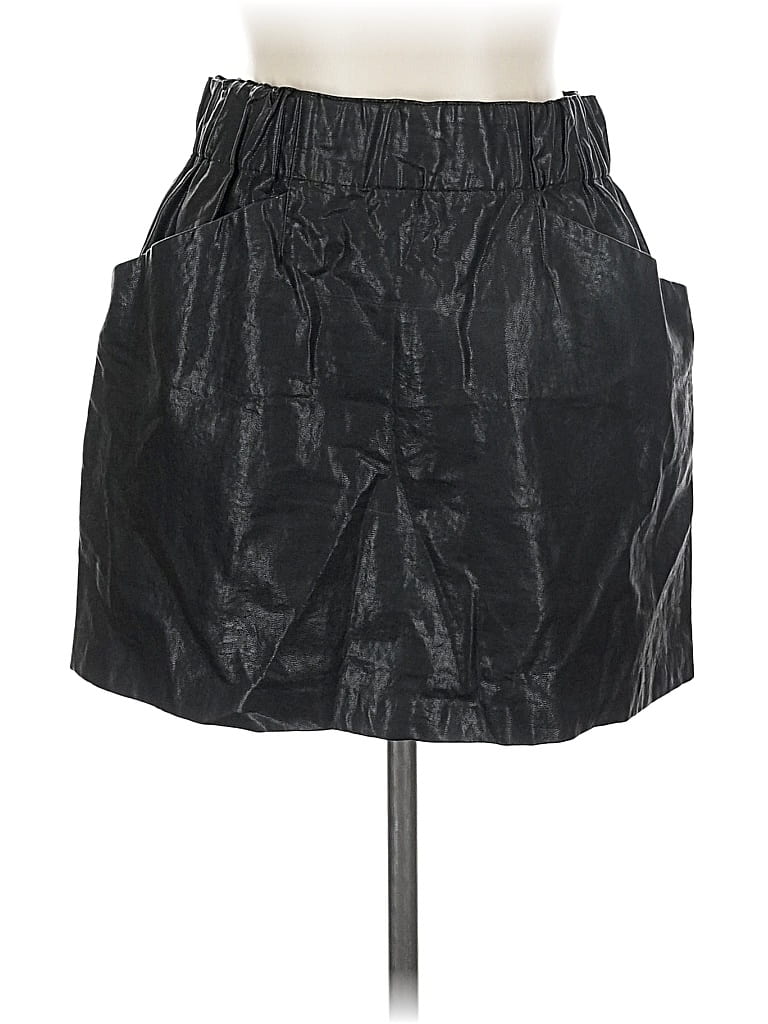 Pre-owned Zara Basic Faux Leather Skirt In Black