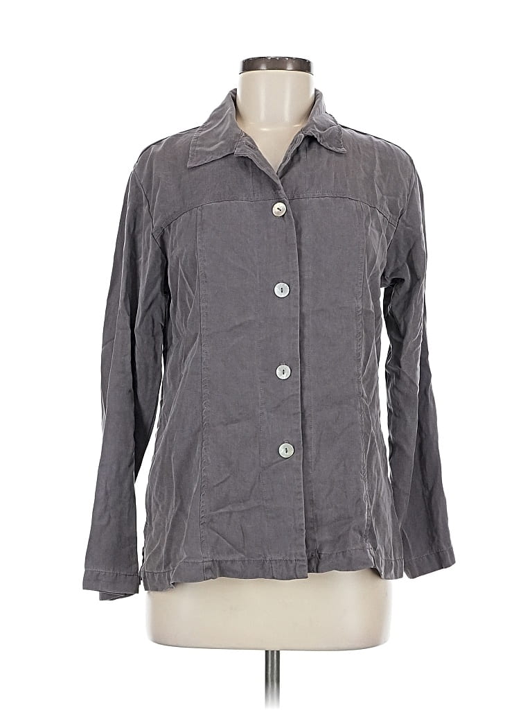 Pre-owned Cut Loose 3/4 Sleeve Button Down Shirt In Gray