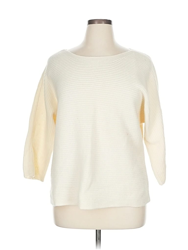 Pre-owned Ann Taylor Wool Pullover Sweater In White