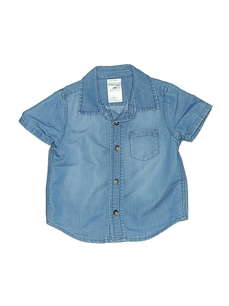 Pre-owned Okie Dokie Kids' Short Sleeve Button Down Shirt In Blue