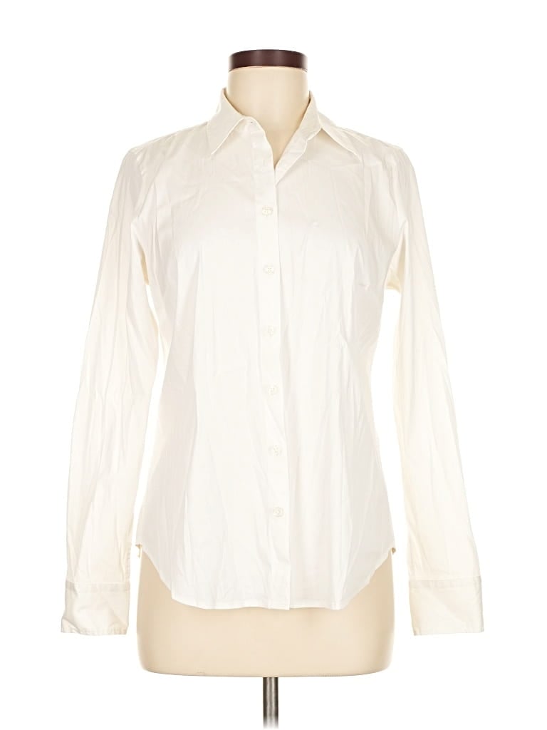 Pre-owned Ann Taylor Long Sleeve Blouse In White