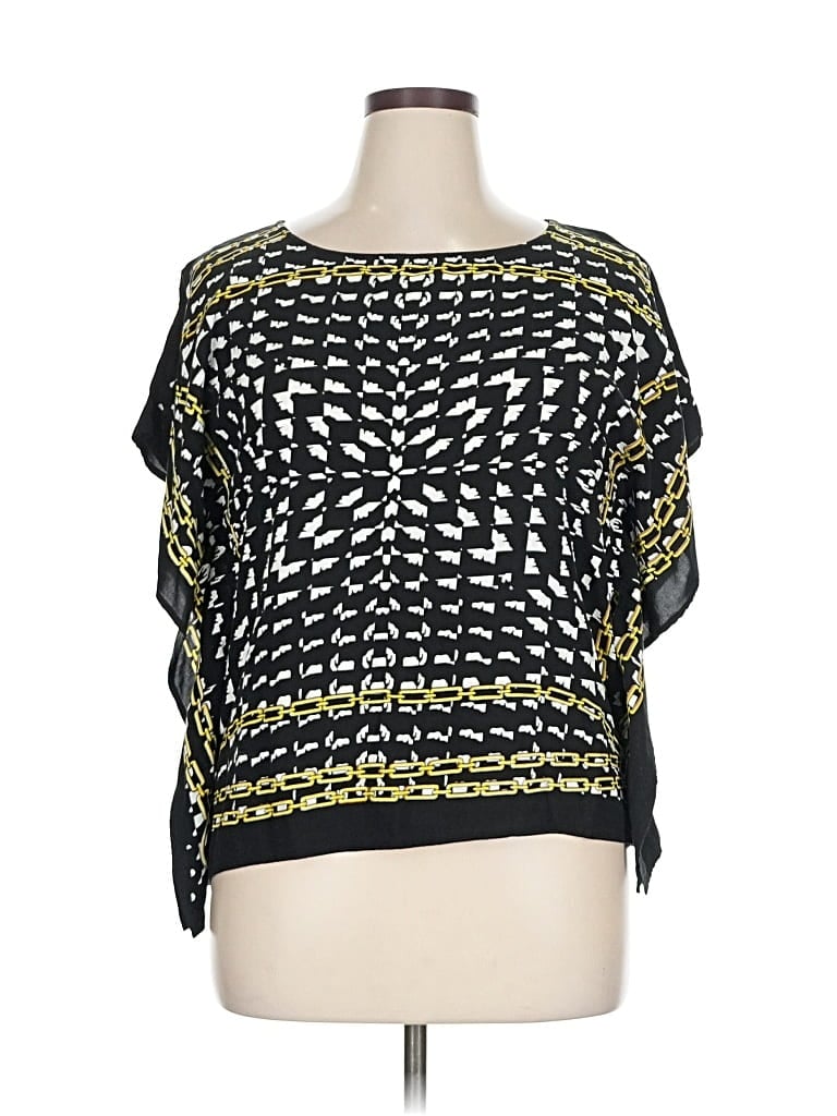 Pre-owned Unique Spectrum Short Sleeve Blouse In Black