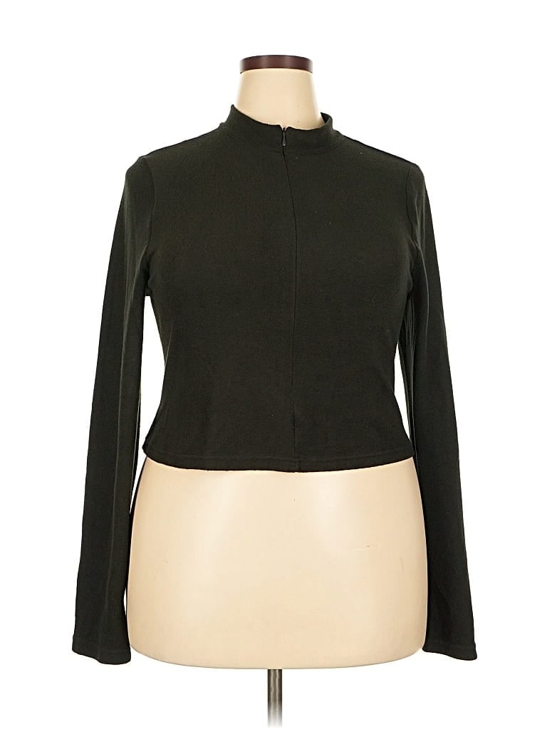 Pre-owned Shein Curve Long Sleeve Top Black Turtleneck Tops