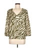 Black Rainn 100% Polyester Animal Print Ivory 3/4 Sleeve Blouse Size M - photo 1