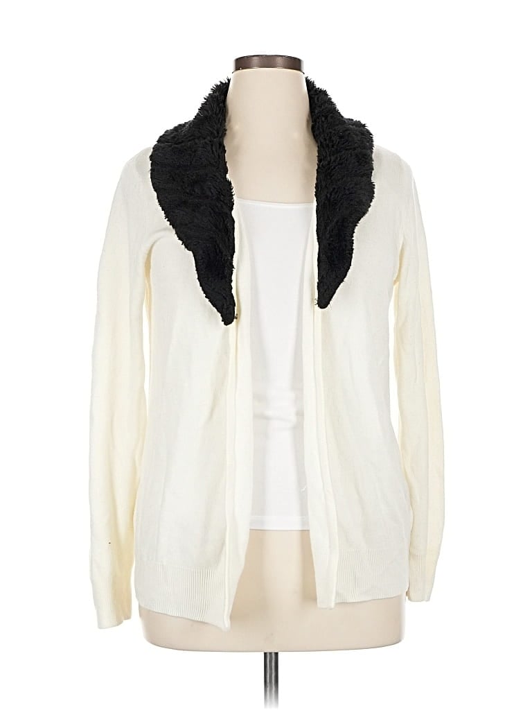 Pre-owned Laura Scott Cardigan Sweater In White