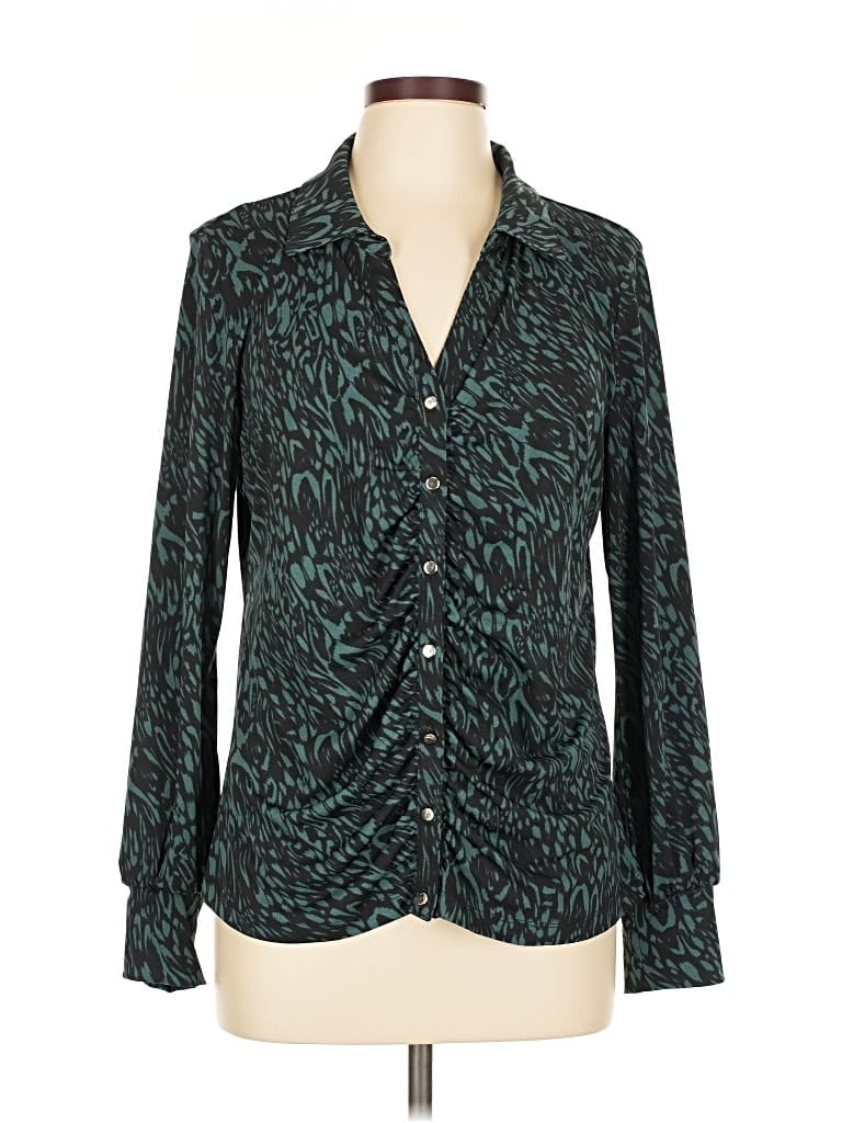 Pre-owned Studio By Jpr Long Sleeve Blouse In Blue