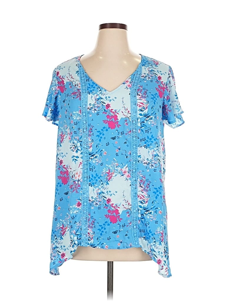 Pre-owned The Pioneer Woman Short Sleeve Blouse In Blue