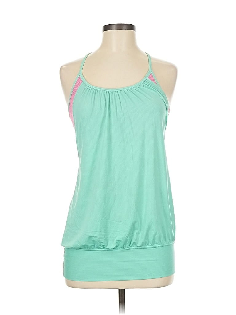 Pre-owned Lululemon Athletica Tank Top Teal Halter Neckline Tops In Blue