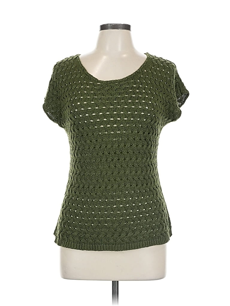 Pre-owned Coldwater Creek Short Sleeve Top Green Scoop Neck Tops