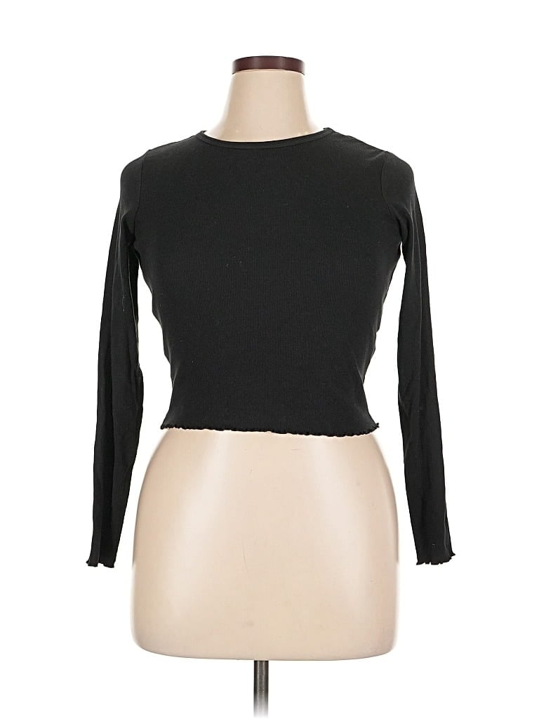 Pre-owned Pull & Bear Long Sleeve T-shirt In Black