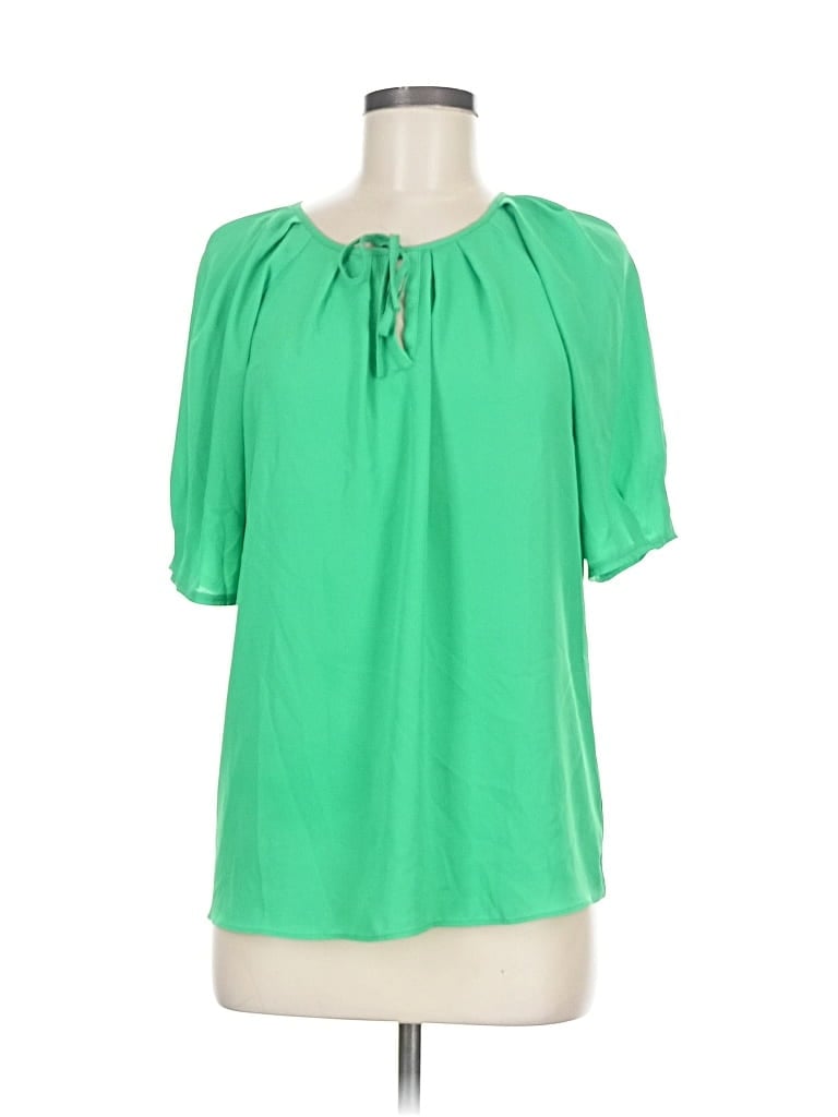 Pre-owned Ann Taylor Short Sleeve Blouse In Green